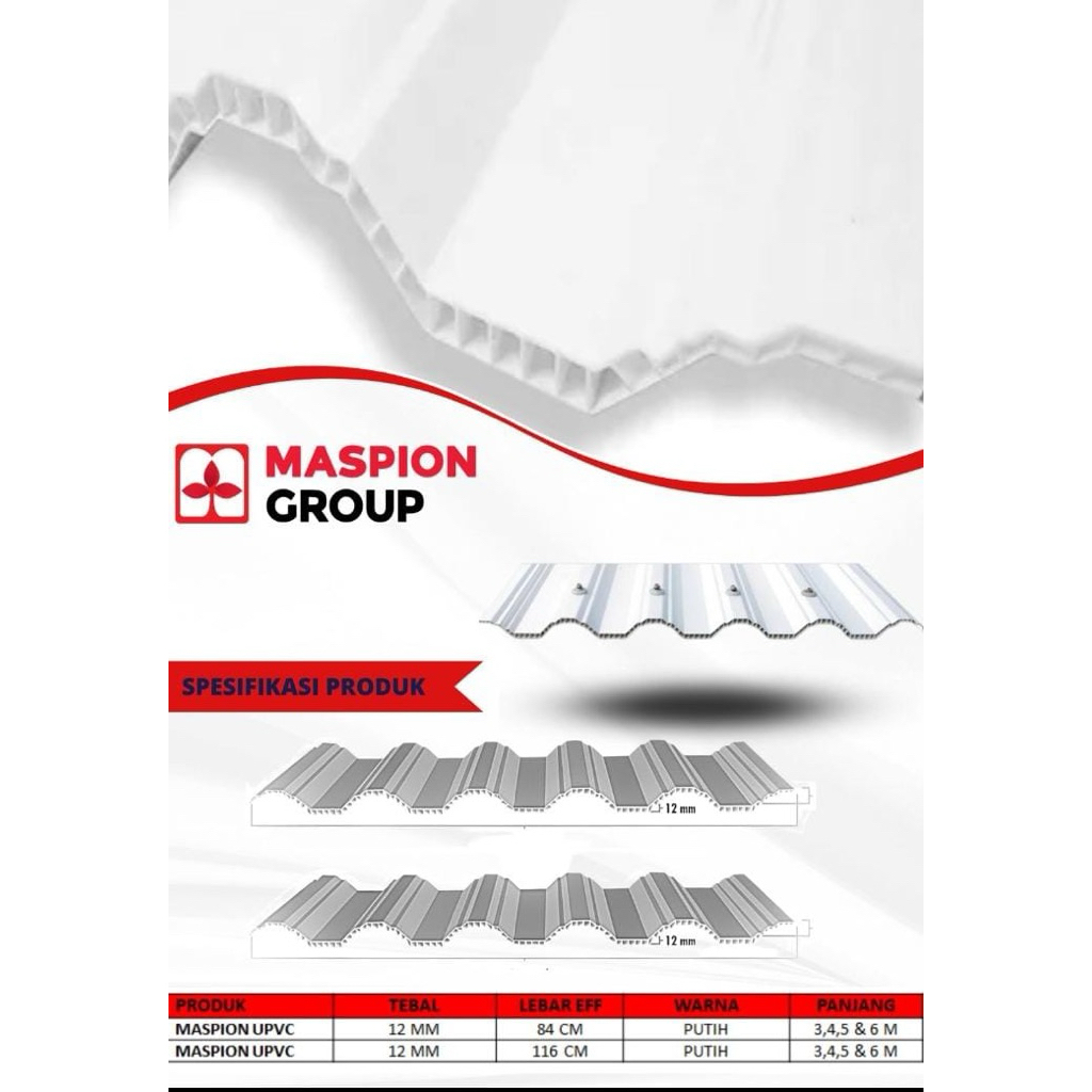 Atap upvc double layer maspion 12mm