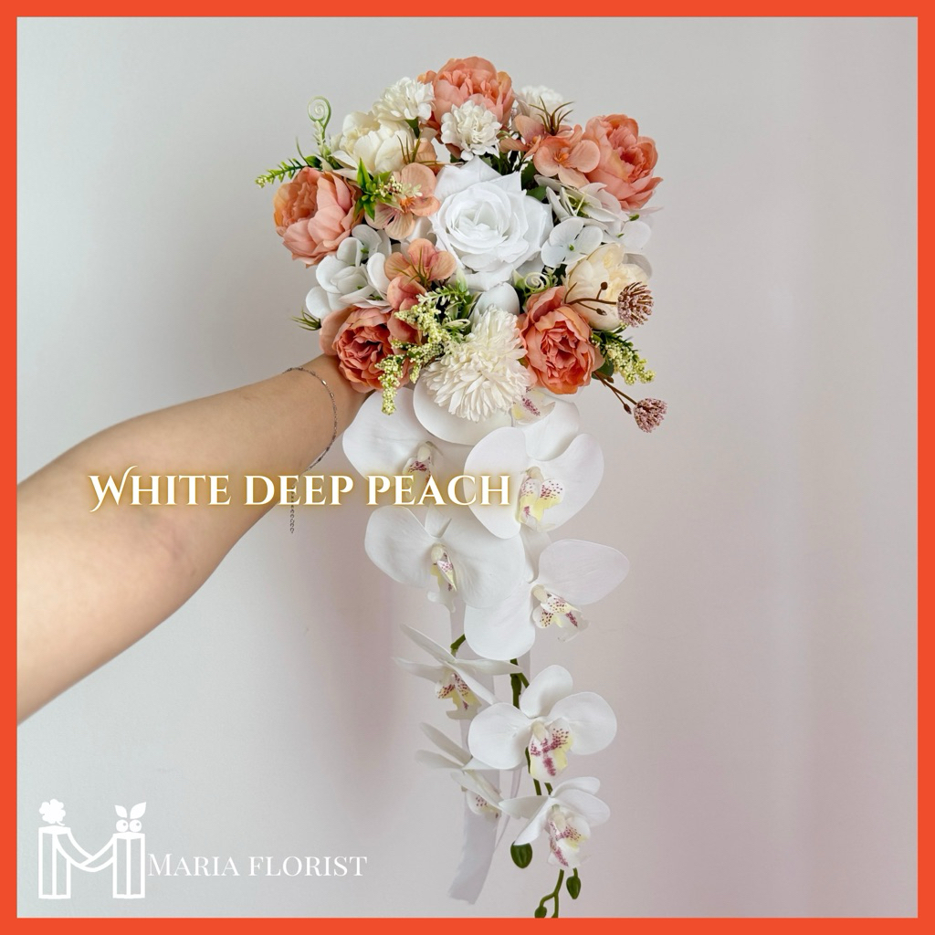 Wedding Handbouquet Juntai Casade Buket Bunga Pernikahan Artificial - Buket Pengantin Anggrek - Buke