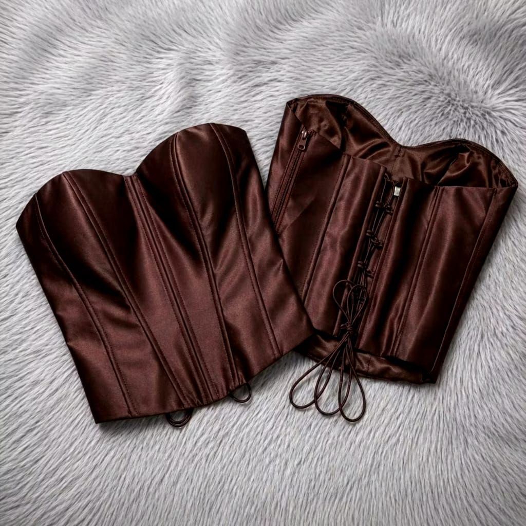 Kamisol satin pengantin Mahogany//kamisol satin denim/kamisol satin emerald Gren//torso satin tulang