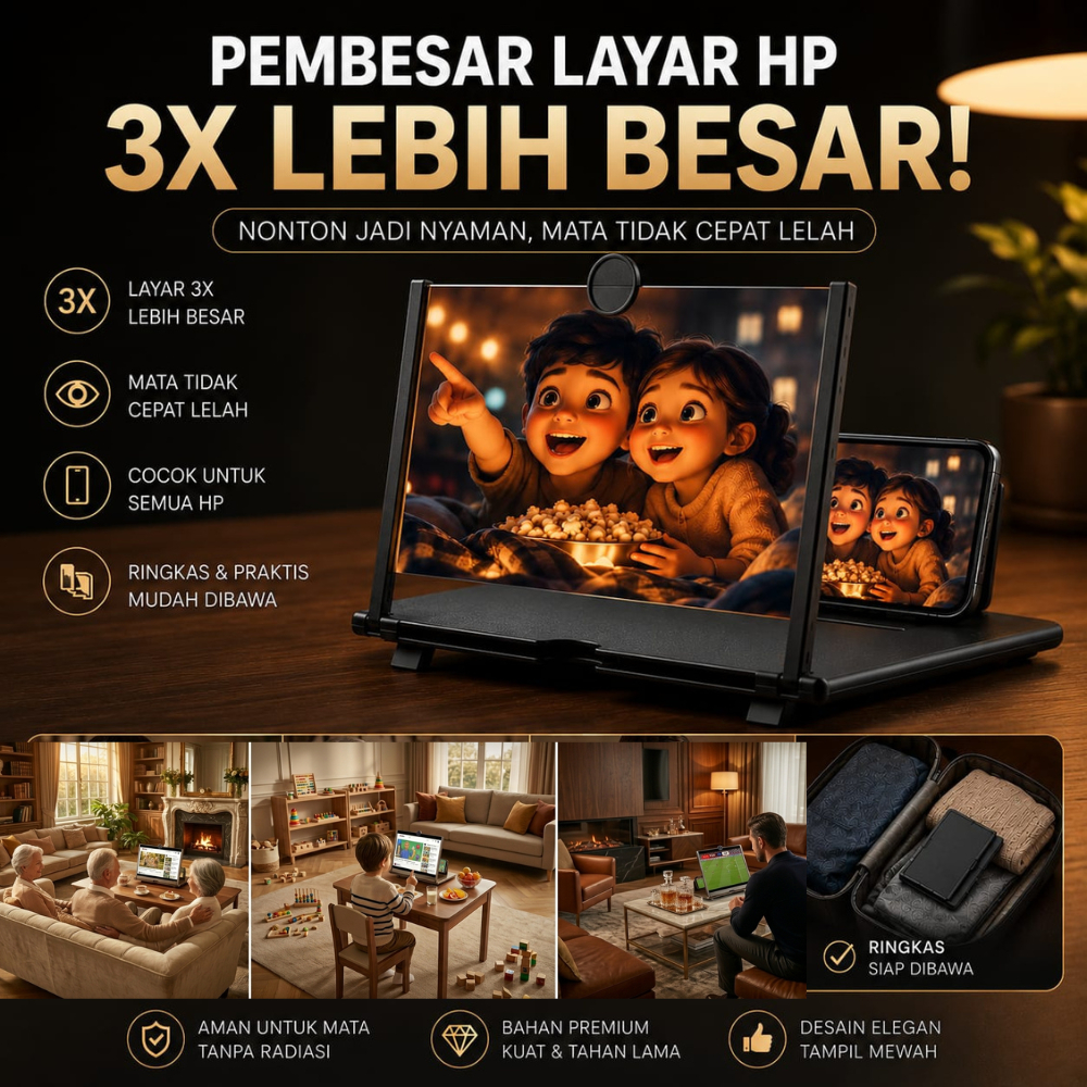 PEMBESAR LAYAR HP 3D ORIGINAL PONSEL UNTUK NONTON ANDROID  12 INCH HP LAYAR KACA