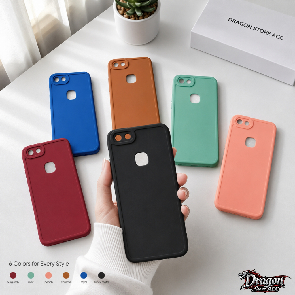 Softcase Vivo (1718) V7 Case Pro Camera Silikon Polos Slim Matte Anti Shock Casing Cover
