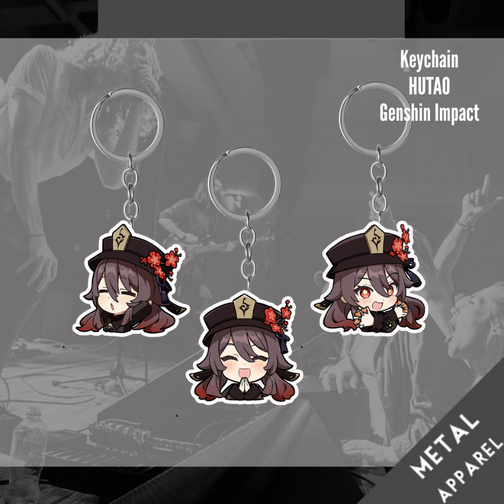 Keychain 2 Sisi Hutao Genshin Impact | Gantungan Kunci Akrilik UV Printing Transparant Laser Cut Pre