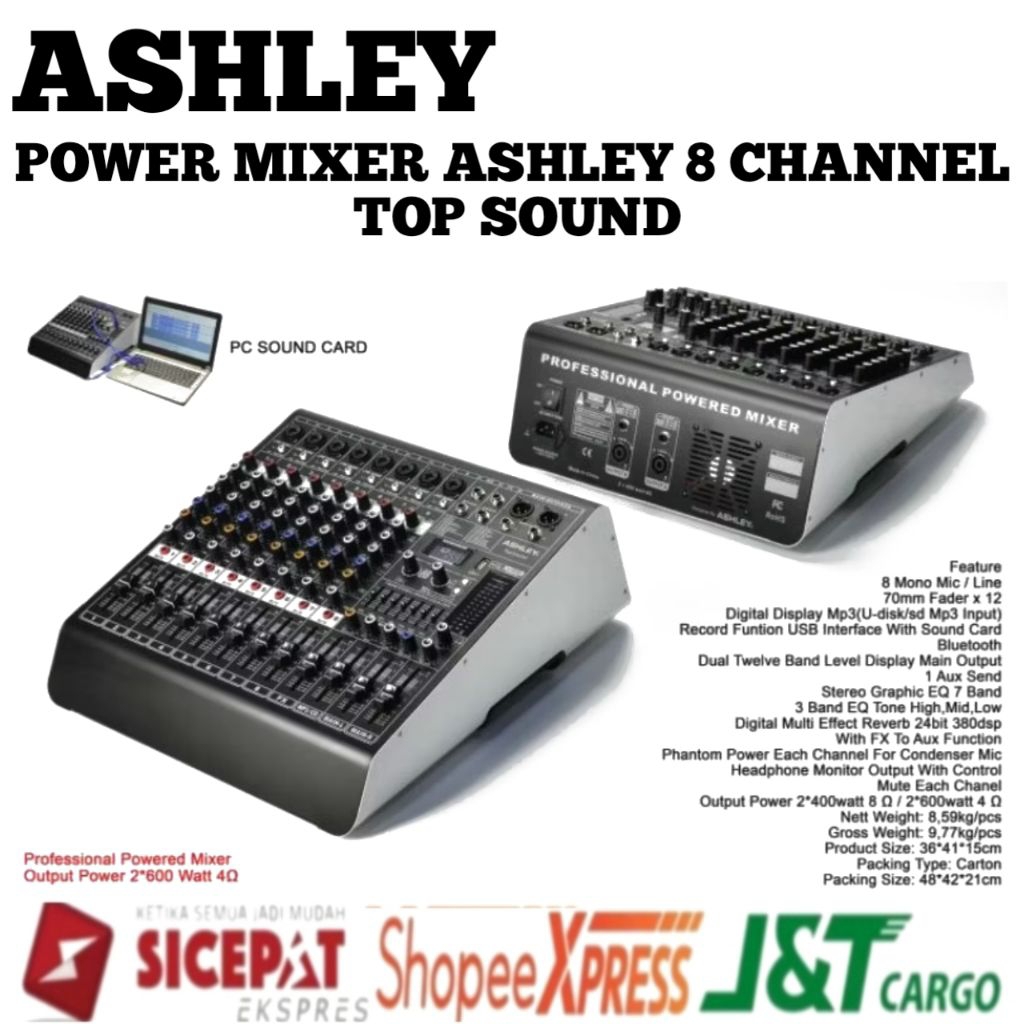 Power Mixer Ashley Top sound Original Power Mixer 8 Channel Ashley