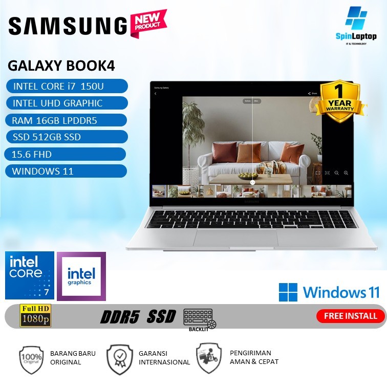 LAPTOP SAMSUNG GALAXY BOOK4 15 | CORE I7 150U RAM 16GB 512GB 15.6FHD WINDOWS 11 | LAPTOP PREMIUM