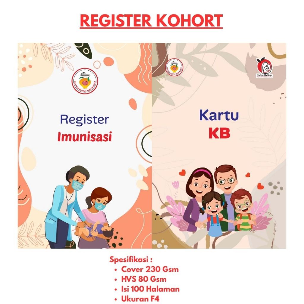 Buku Register Kohort Imunisasi Anak / Buku Kartu KB Bidan Delima Praktek Mandiri PMB Folio F4 100 Ha