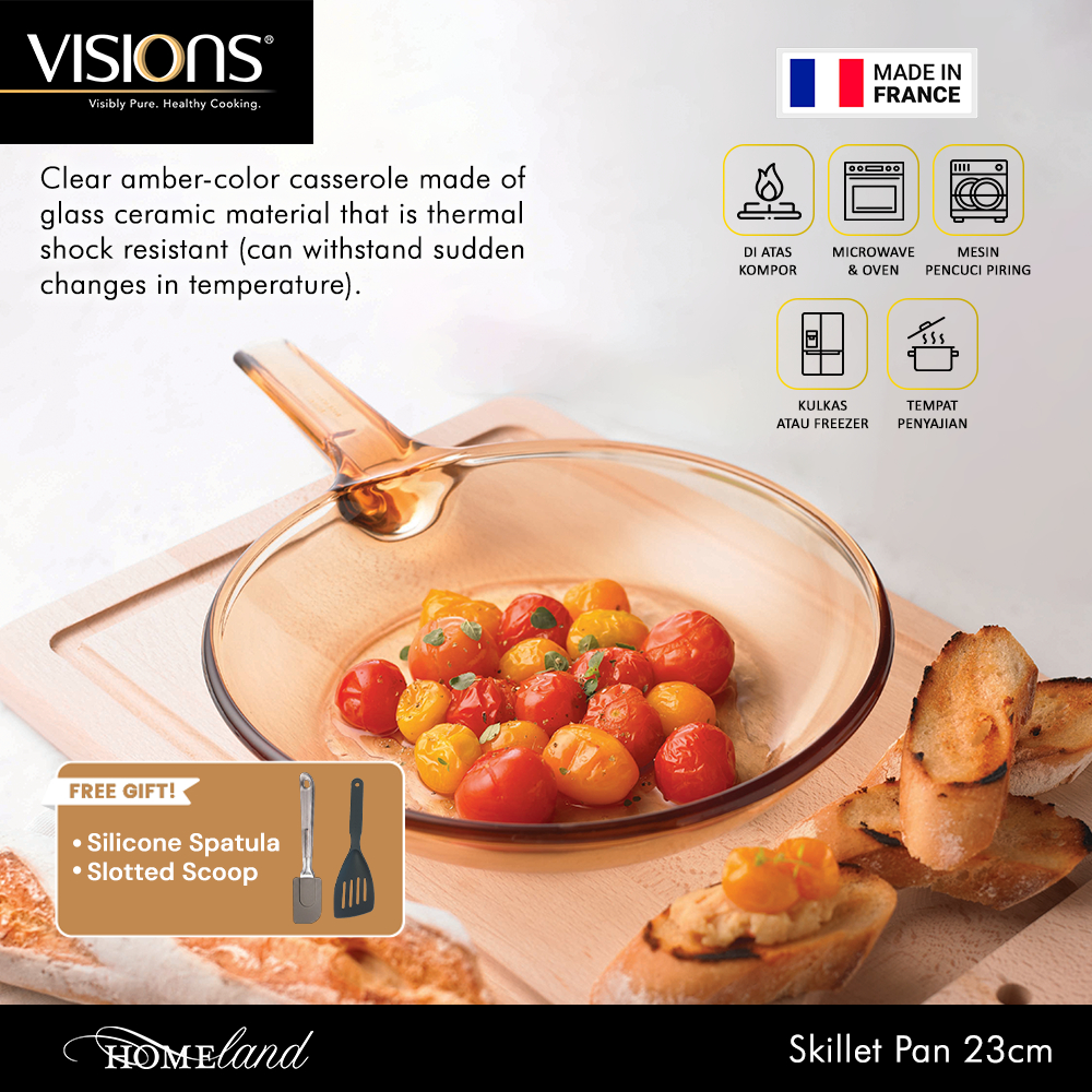 VISIONS Classic Skillet Fry Pan - Wajan Penggorengan Kaca Pyroceram Tahan Panas & Dingin Multifungsi