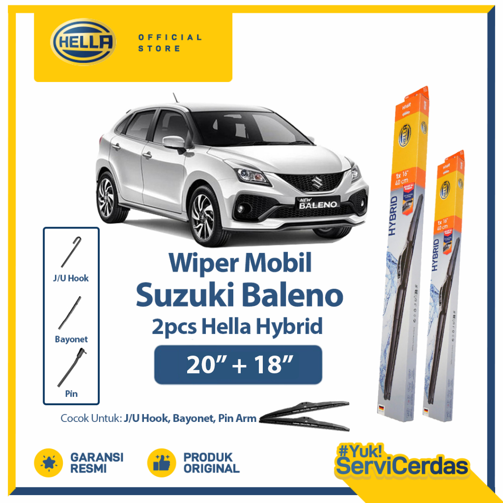Wiper Mobil SUZUKI Baleno 20” + 18” (2pcs) - HELLA Hybrid