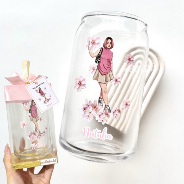 TIN GLASS - Gelas Custom - Gelas Custom UV Print - Gelas Kaca Custom Gambar - Gelas Aesthetic