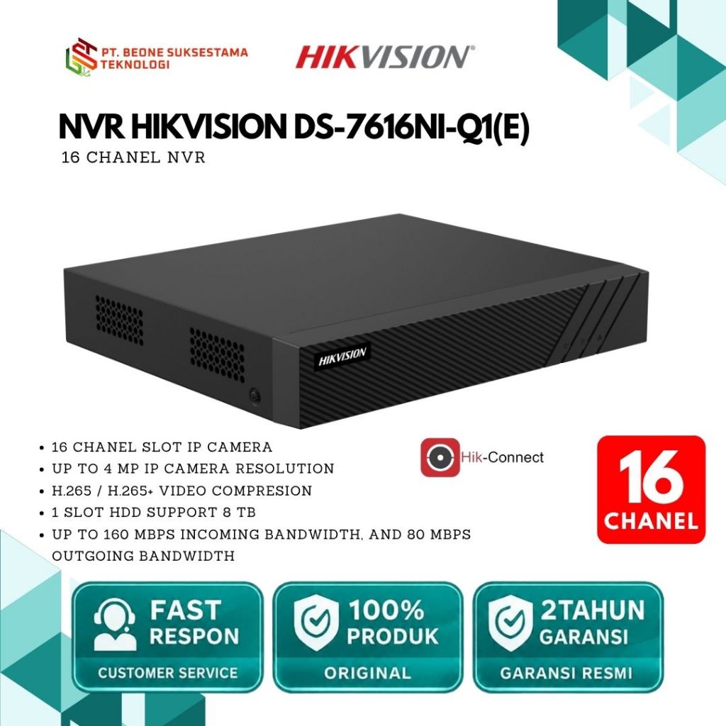 DS-7616NI-Q1(E) - HIKVISION NVR 16 Chanel 7600 Series