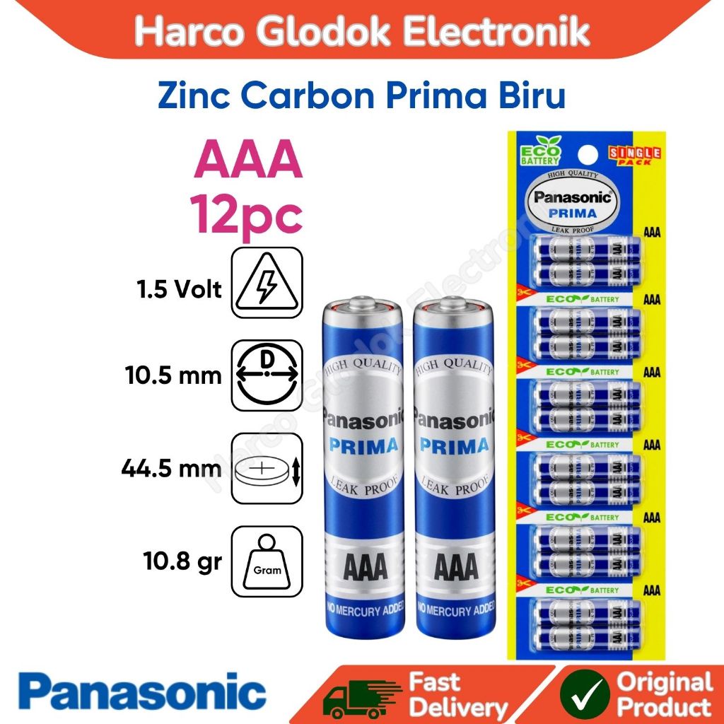 Baterai Panasonic AAA R03 Manganese Biru Battery Manganese Size A3 R03