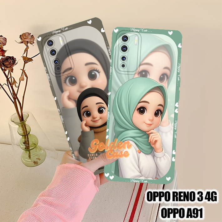 [266] Case Compatible Oppo Reno 3 4G - Oppo A91 Case Macaron Muslimah Keren Aesthetic Bingkai