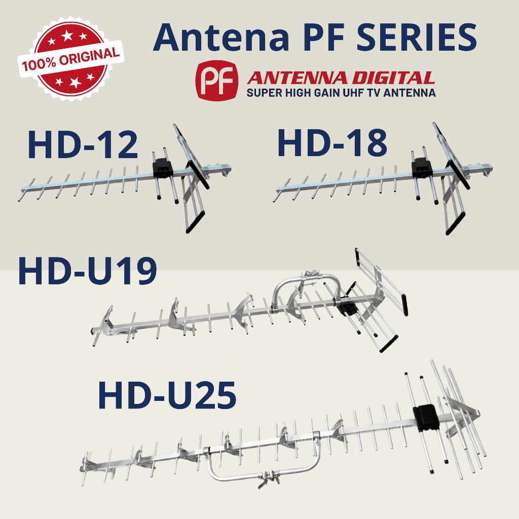 [ORIGINAL] Antena TV Digital PF HD Series HD 12 - HD 18 - HDU19 - HDU25 Outdoor Alumunium Super Peka