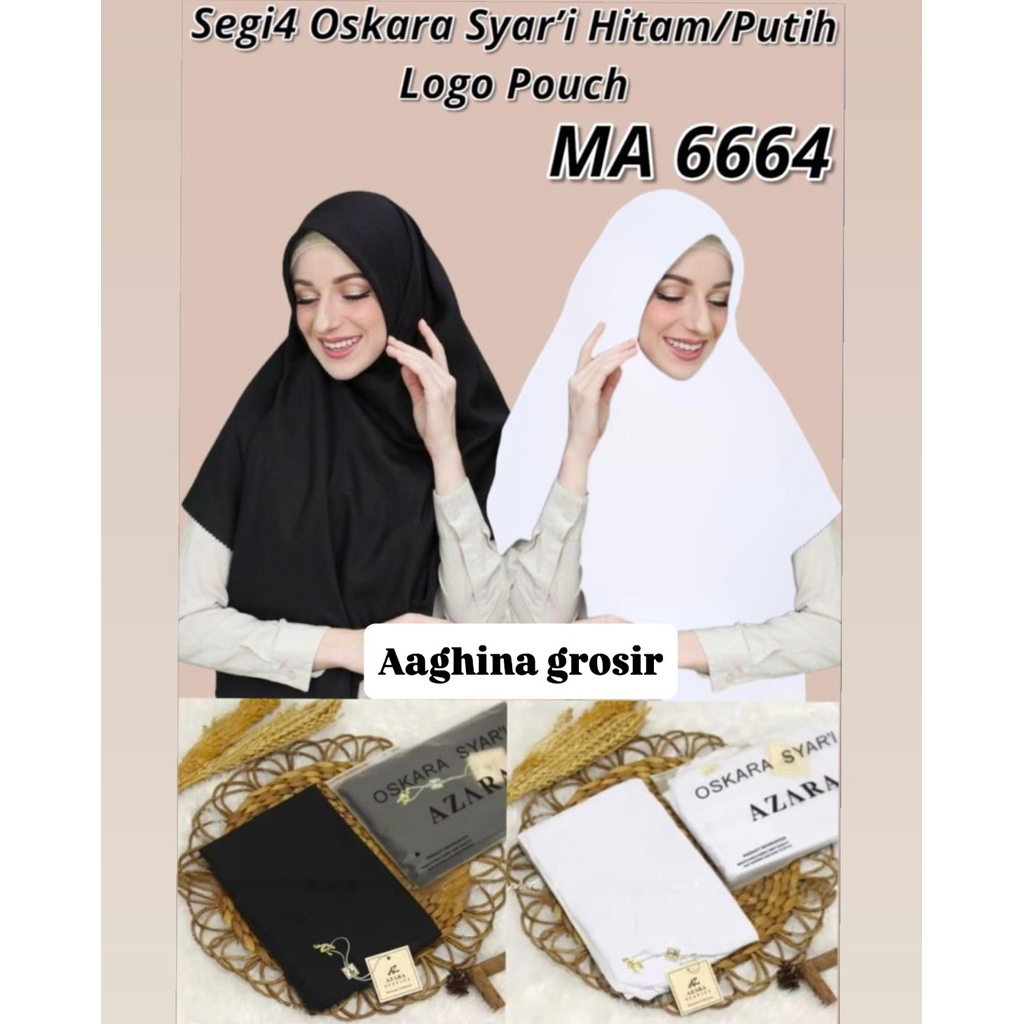 HIJAB SEGIEMPAT AZARA POLOS JUMBO - HIJAB AZARA SYAR’I KHUSU HITAM DAN PUTIH