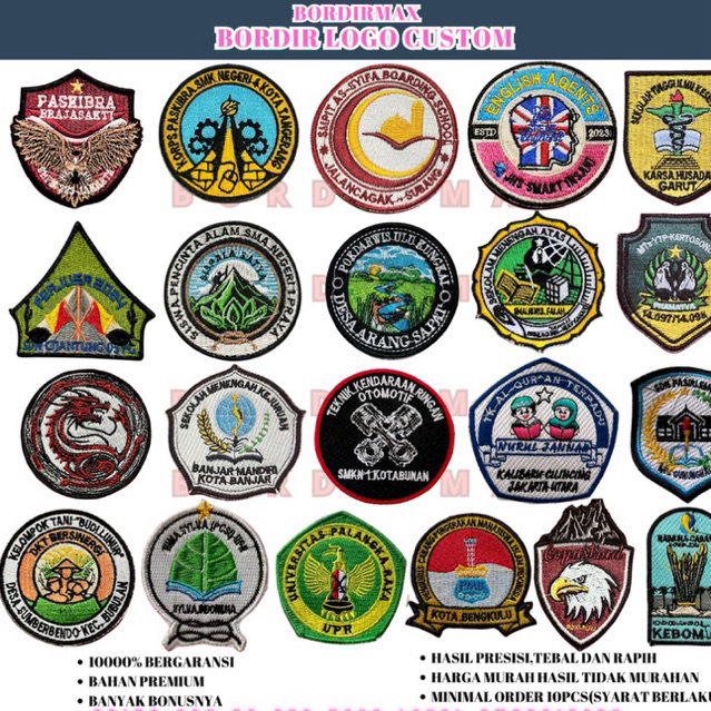 Bordir Logo Sekolah/Bordir Custom/Logo Sekolah/Bordir Logo