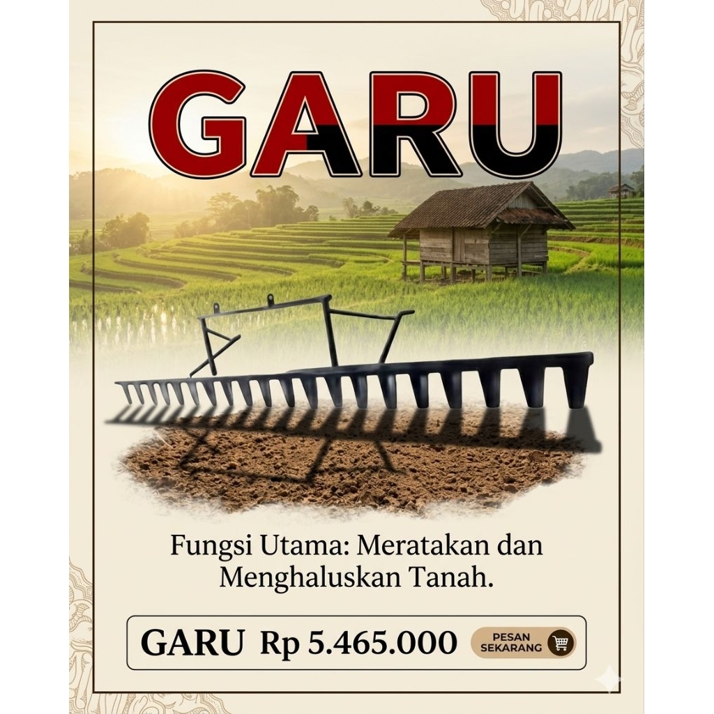 Garu Traktor Sawah meratakan untuk di lahan yang basah
