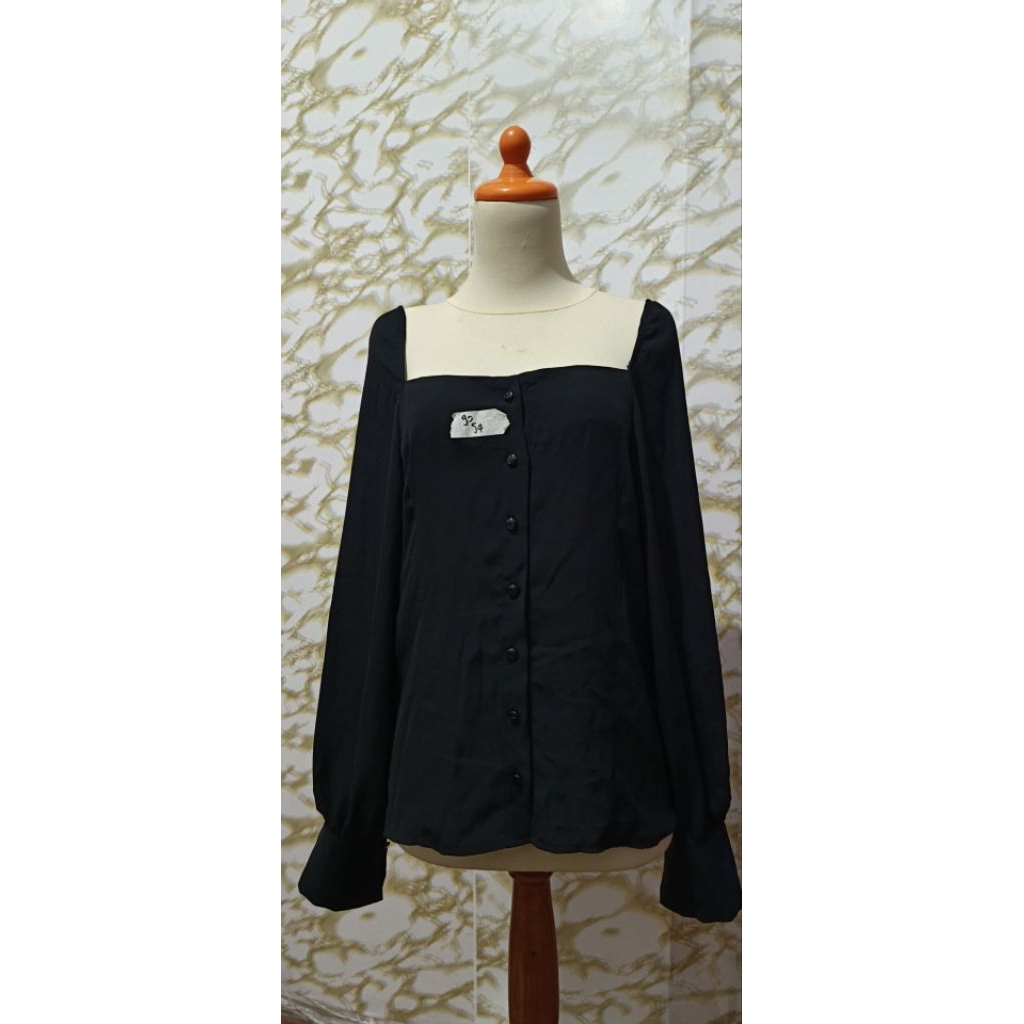 Black Square Neck Blouse