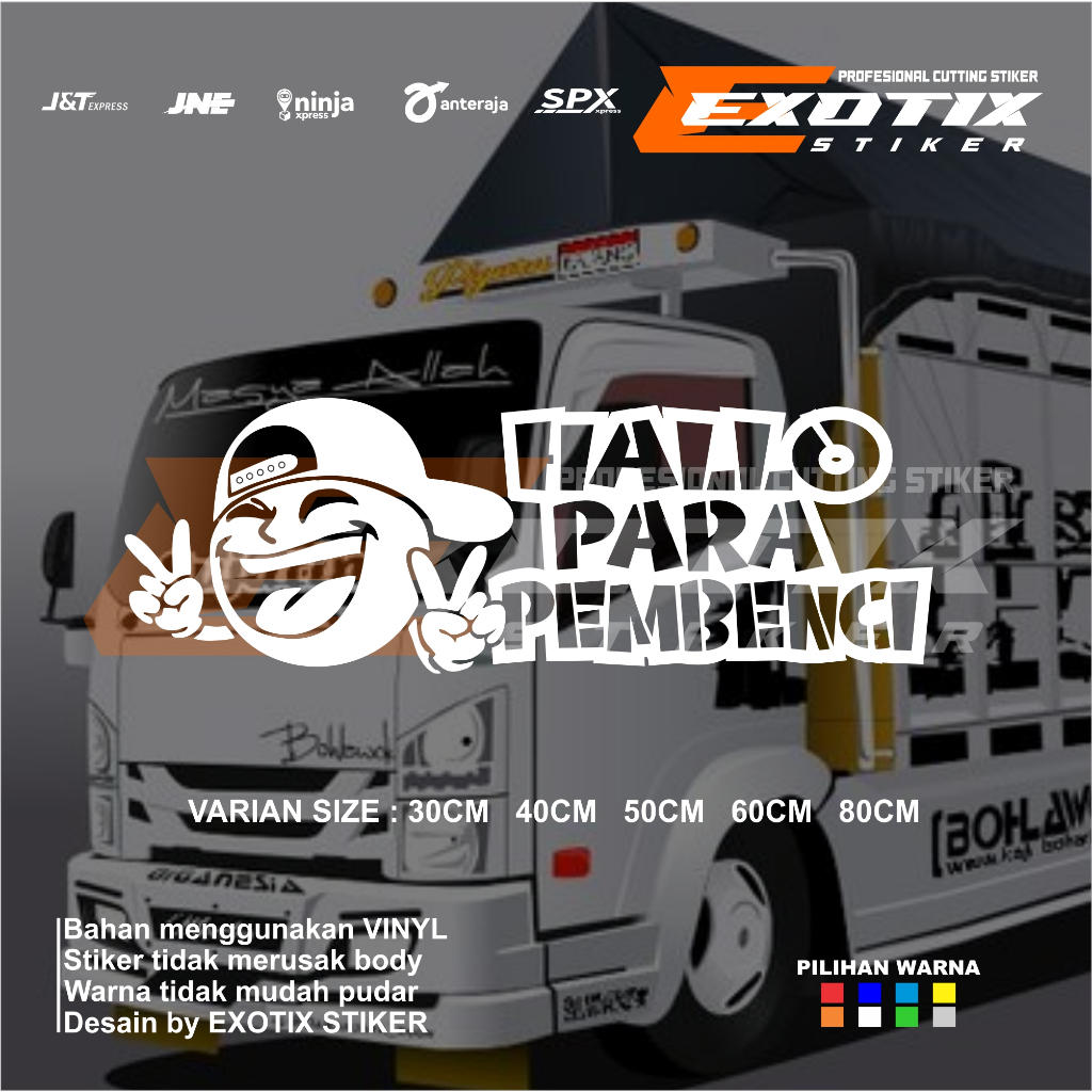 Stiker kata2 hallo para pembenci stiker variasi kaca samping bak truk pickup