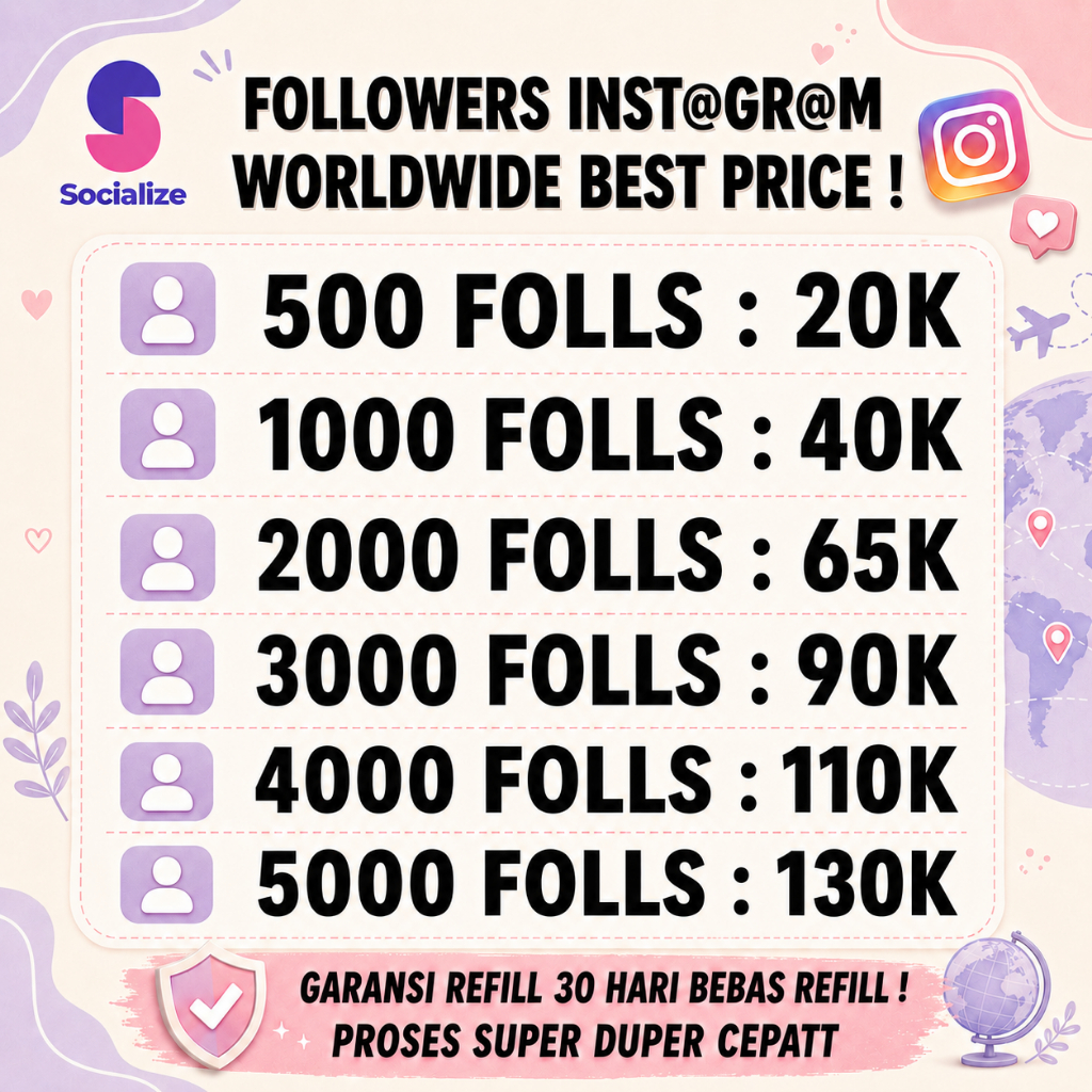Followers IG Real Worldwide Aktif Mix Bergaransi by Socialize Insta