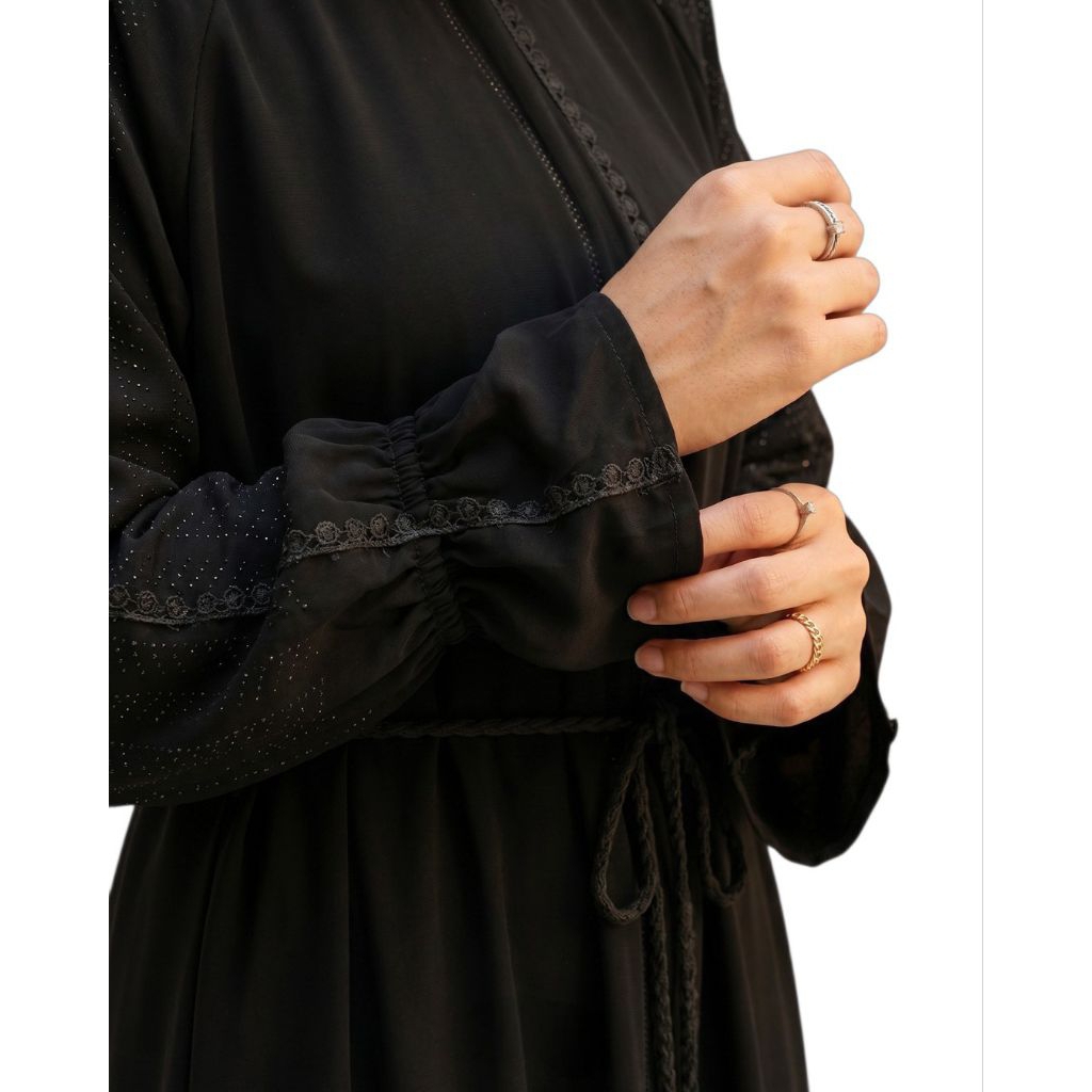 hot deals gamis abaya hitam elegan premium tsamira dress muslimah syari modern jumbo jetblack