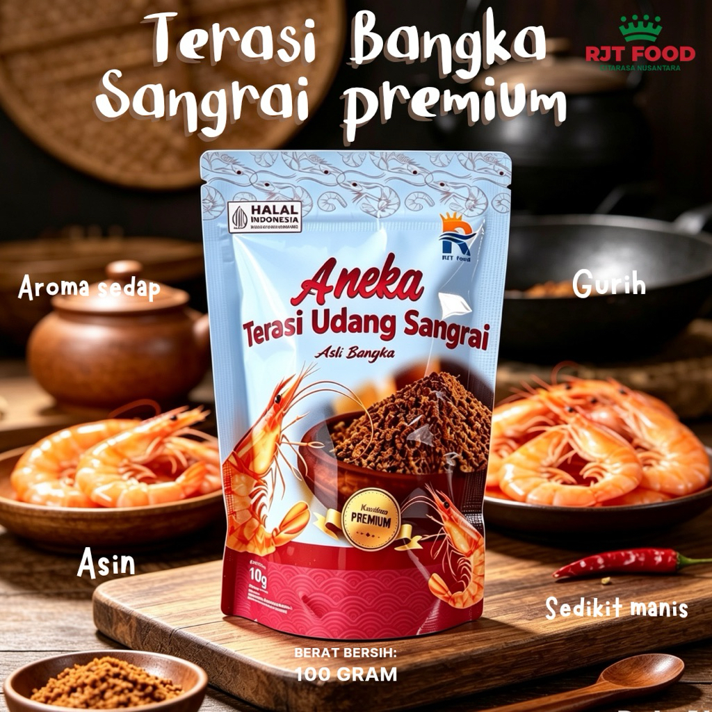 Terasi Bangka premium SANGRAI SIAP PAKAI 100gr /terasi udang ASLI BANGKA