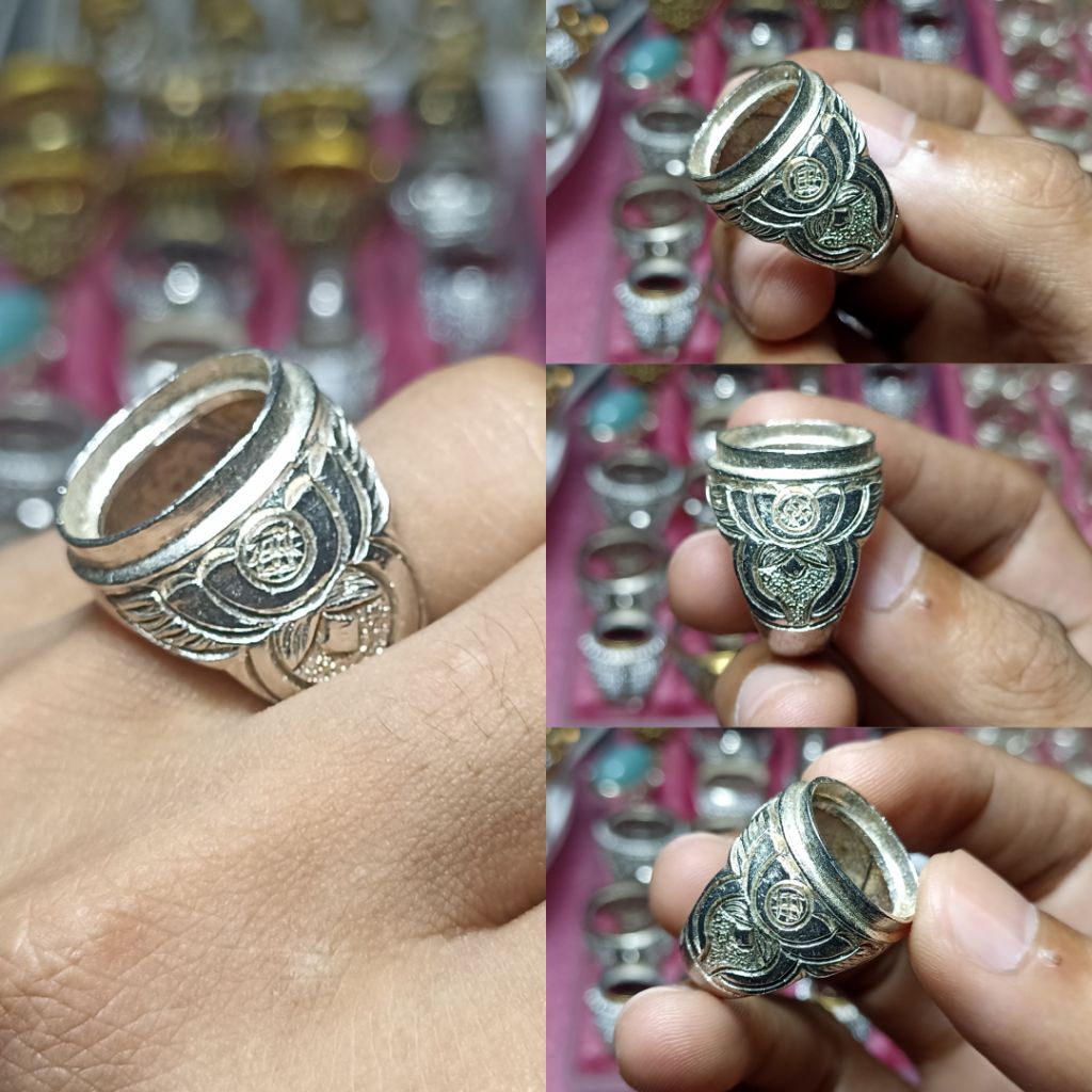RING SILVER CINCIN UKIR BAHAN KUNINGAN SARI EMBAN PERAK BAHAN KUNINGAN SARI IKETAN UKIR