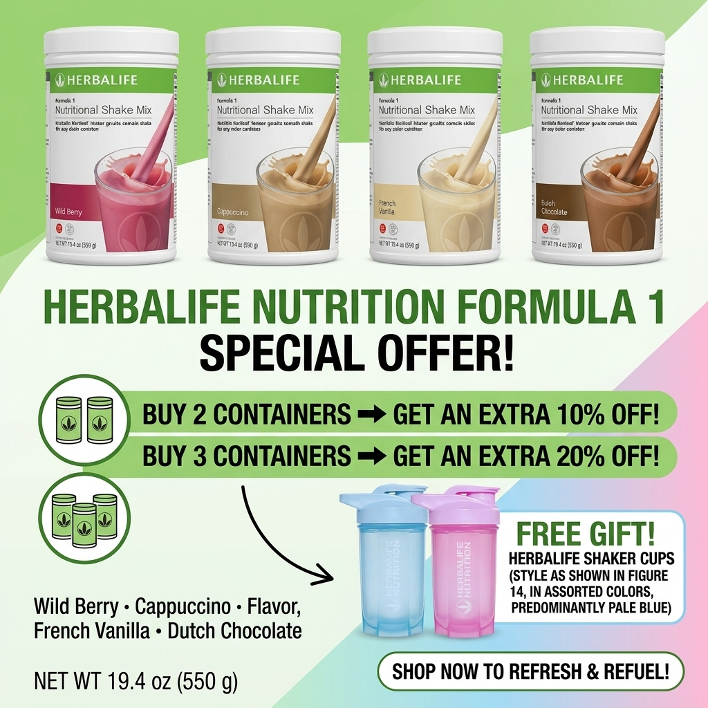 Herbalife Nutrition Formula 1 | High Protein Nutritional Shake | Special Bulk Discount + Free Gift