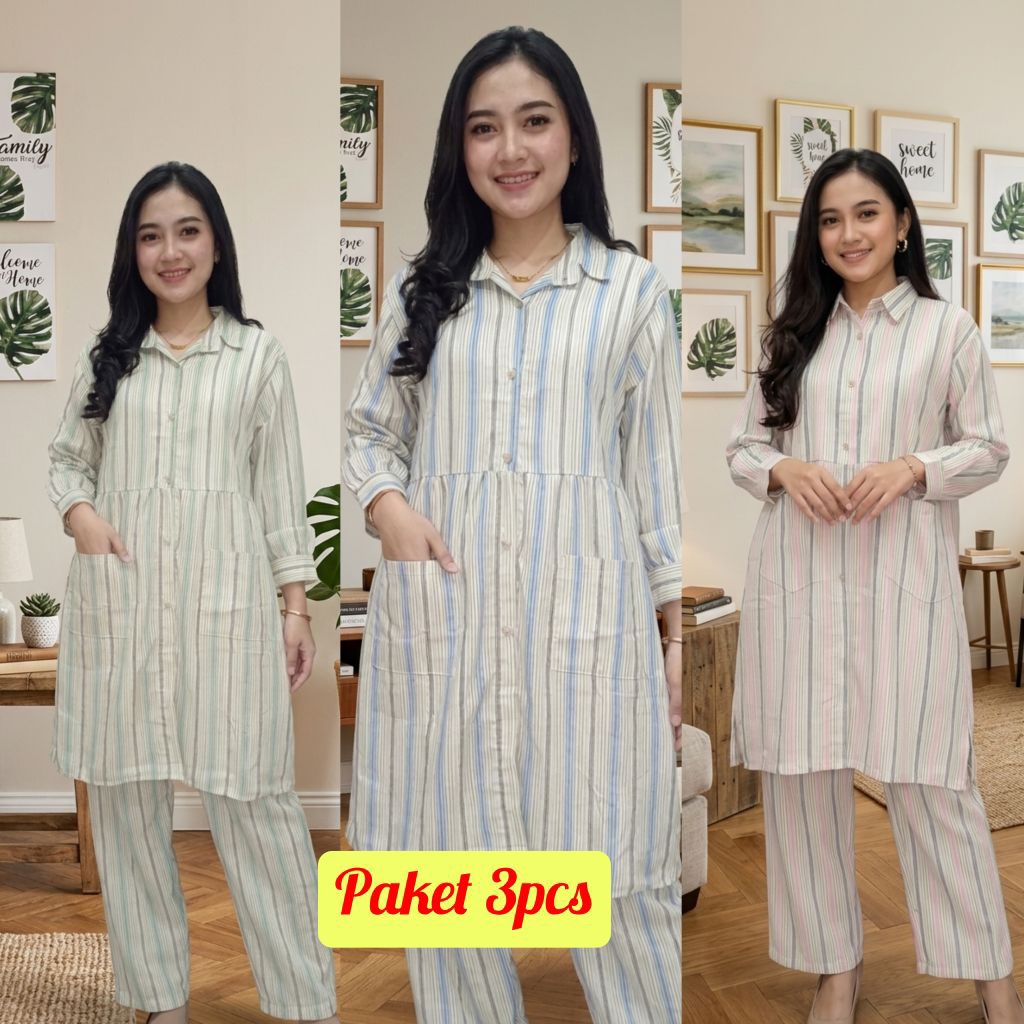 Terbaru paket hemat 3pcs,setelan celana,set Rok,gamis,MIDI,setelan celana wanita dewasa jumbo busui 