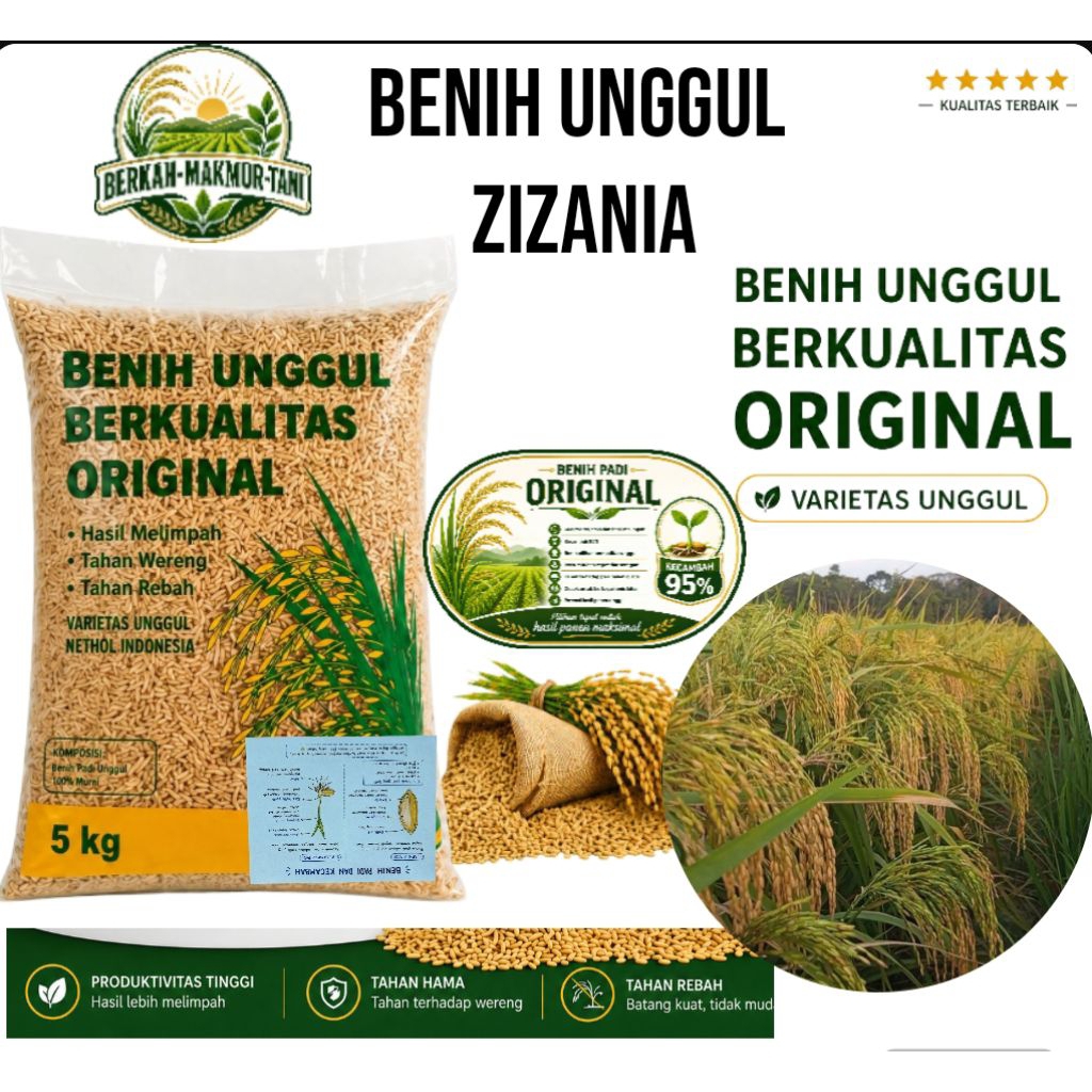 BENIH PADI UNGGUL ZIZANIA ORIGINAL KEMASAN 5KG