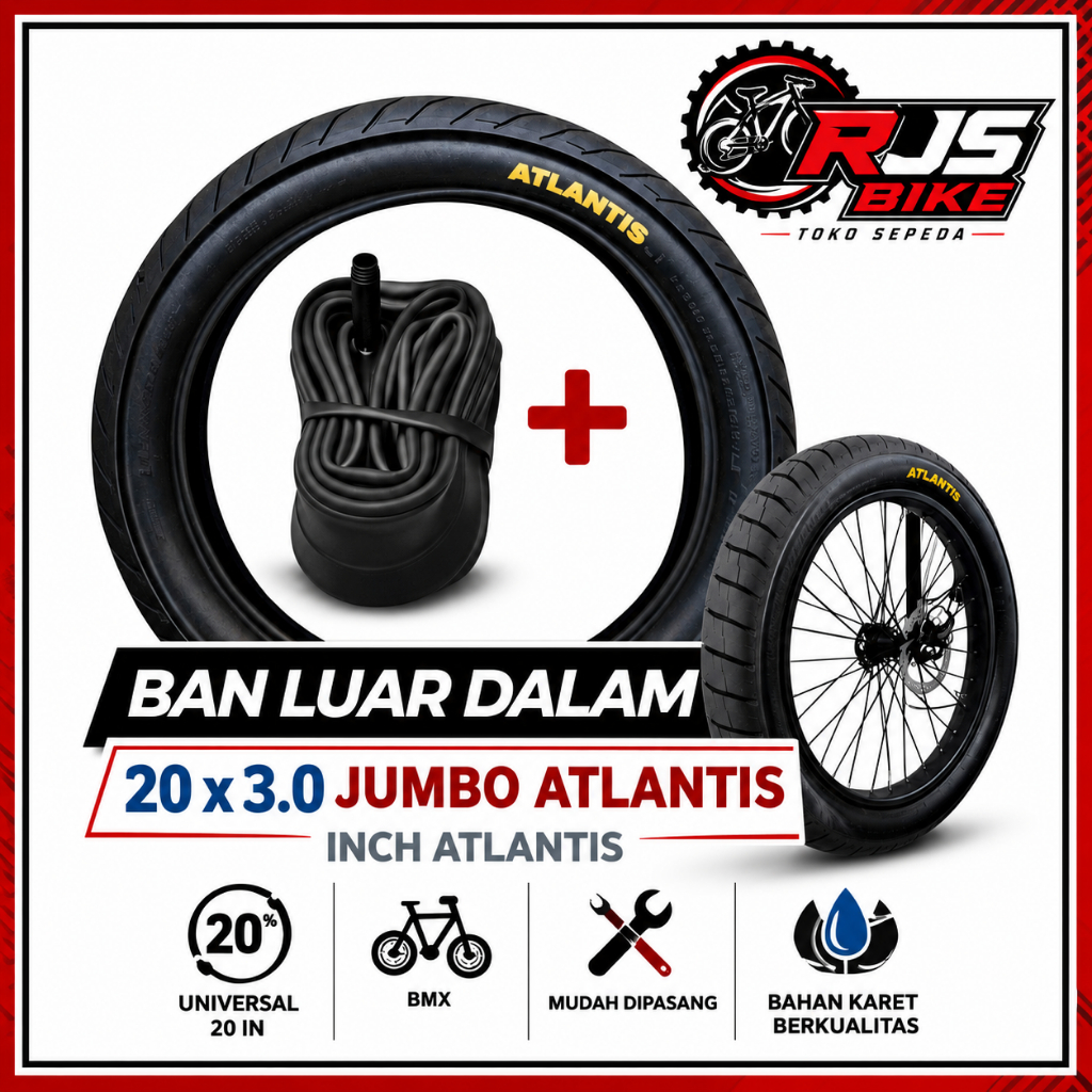BAN LUAR DALAM ATLANTIS 20 X 3.0 JUMBO SIAP PAKAI COCOK UNTUK SEMUA SEPEDA