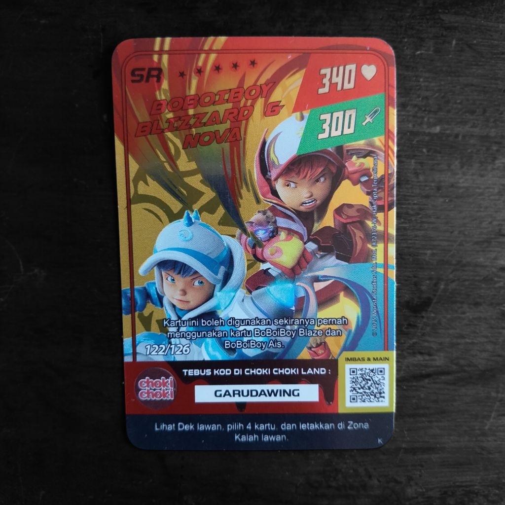 Kartu Choki Choki Boboiboy Nova Blizzard Original Kode K