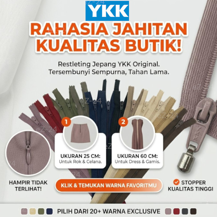 YKK Invisible Zipper - Resleting Ritsleting Sleting Jepang Original - Zipper Rok & Dress Premium - 2