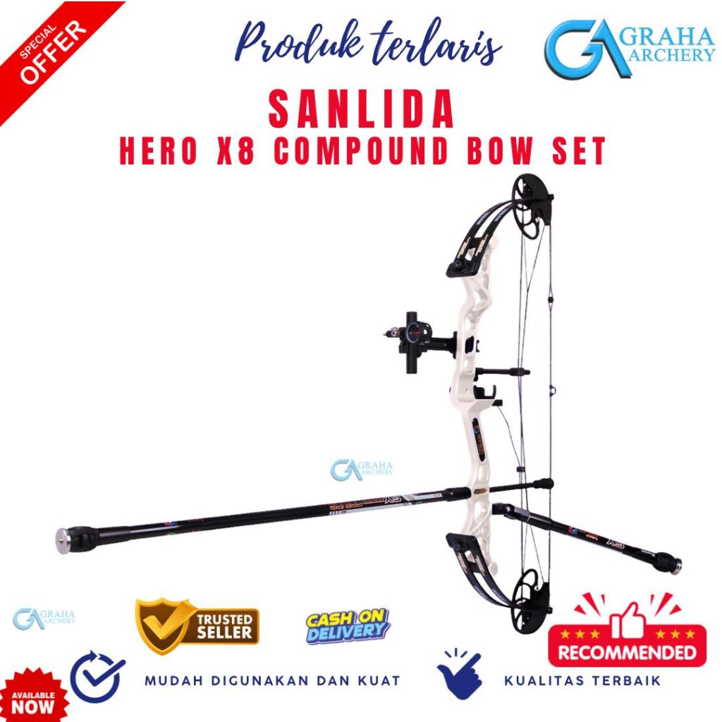 Sanlida Hero X8 Compound Bow Set / Busur Compound set / Fullset Busur Panahan Sanlida Hero X8 Compou