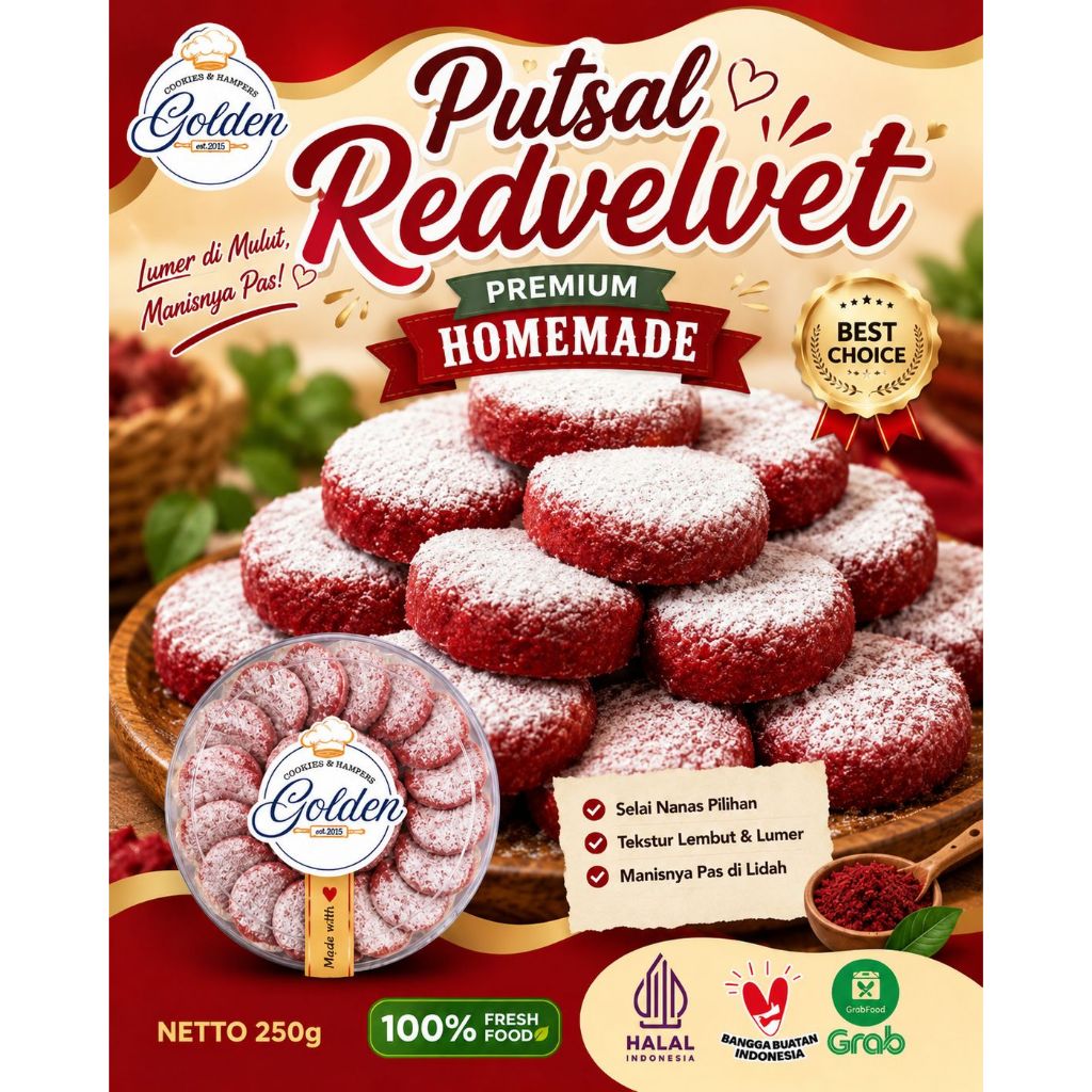 KUE KERING Putri Salju Red Velvet Premium Home Made Toples 250g Kuker Lezat Enak Halal Roti Jananan 