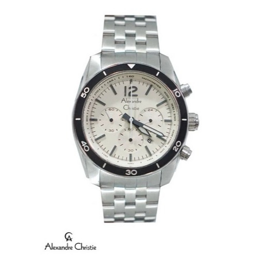 Jam Tangan Pria Alexandre Christie AC 6407 MC B Silver Black White Original