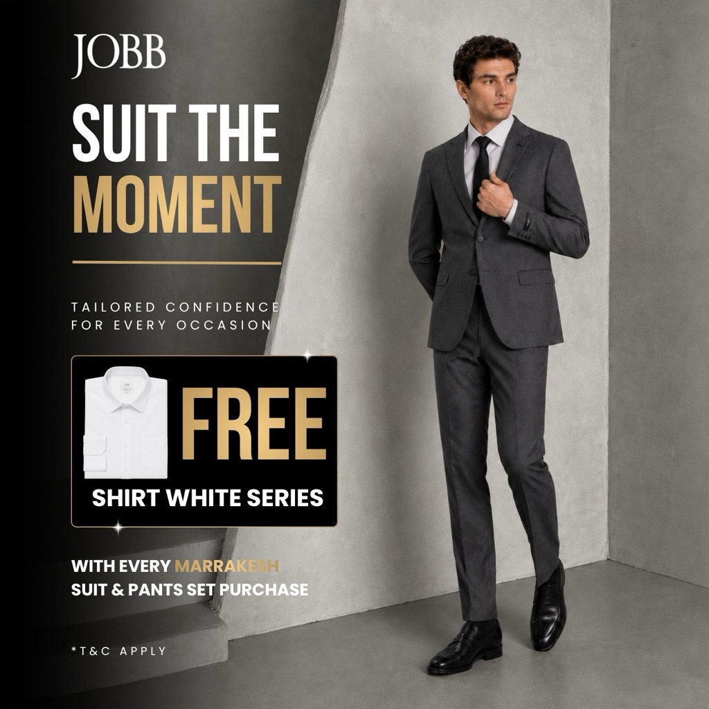 JOBB Marrakesh Setelan Jas dan Celana Pria Slim Fit Abu-Abu