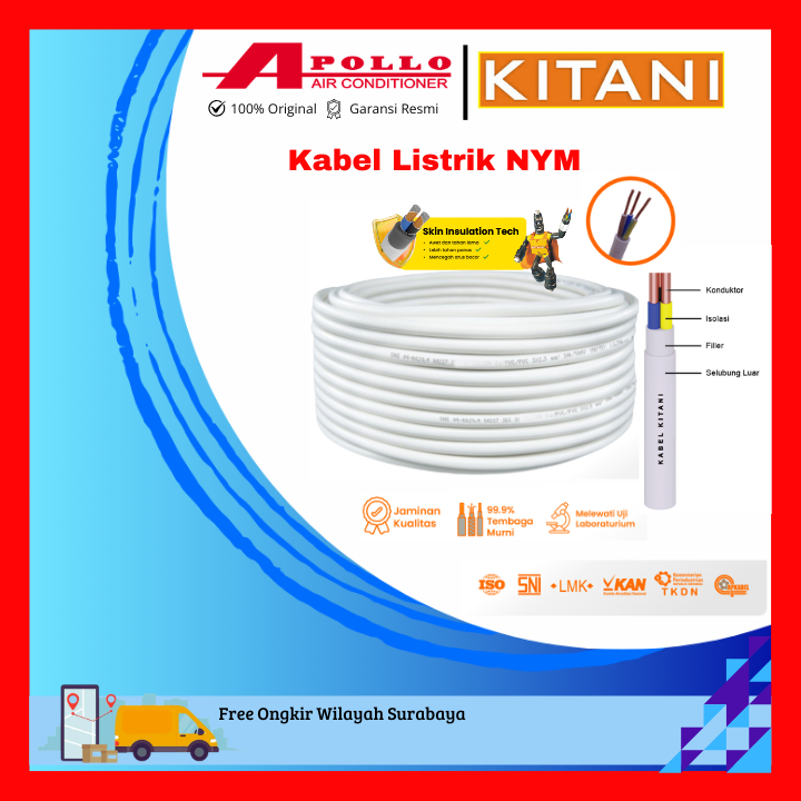 KABEL LISTRIK NYM 3 X 2.5 KITANI MIN PEMBELIAN 5 METER