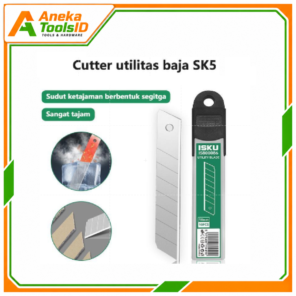 Mata Cutter Besar SK5 Isi 10PCS Tajam Anti Karat Pisau Cutter Pengganti Heavy Duty