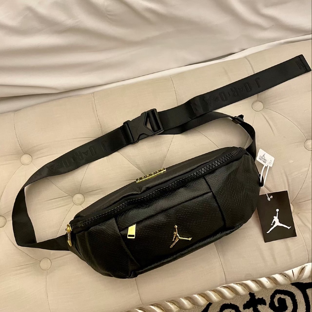 TAS PINGGANG WATER PROOF /TAS WAISTBAG JORDAN LEATHER REGAL BAGS ORIGINAL BLACK GOLD / WAISTBAG PRIA