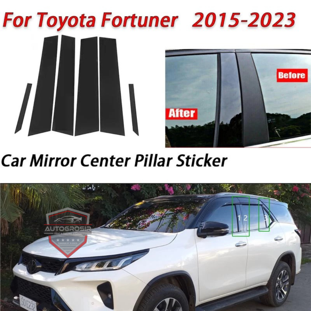 Toyota Fortuner Glossy Black / Carbon 3d Car Door Window Center Column B C Pillar Post Sticker Trim 
