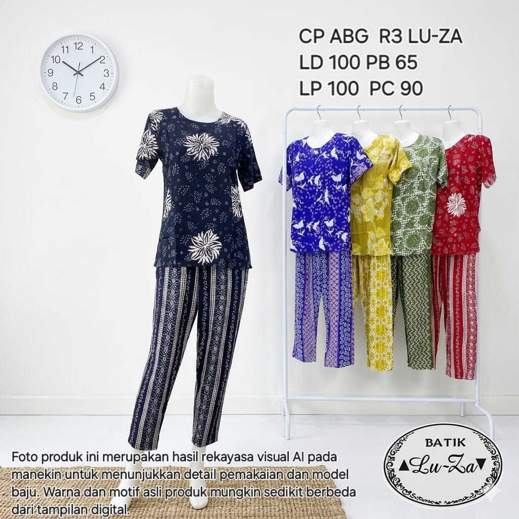 Setelan CP ABG R3 LU-ZA Luza Batik Modern  One Set Wanita Celana Panjang Kekinian  Baju Tidur Santai