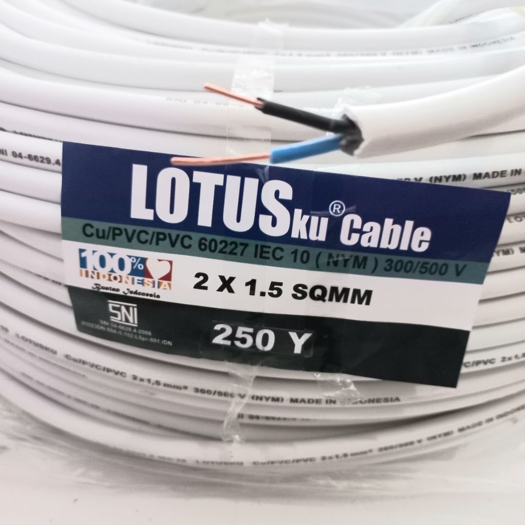 Kabel Listrik Kawat Lotusku Nym 2x1.5 2x1,5 10 meter