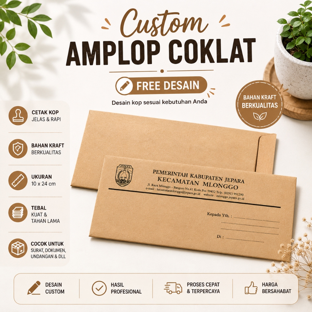 Custom Amplop Coklat | Amplop Instansi | Free Desain