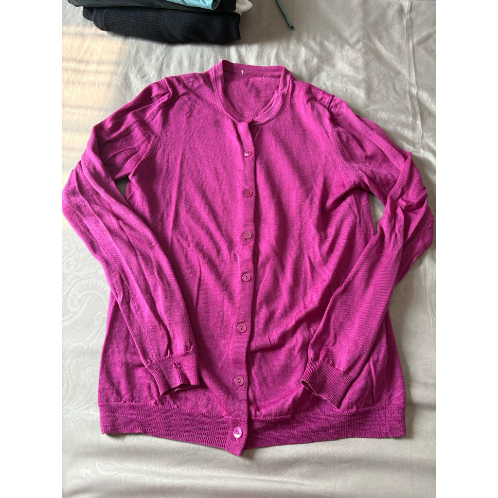 uniqlo magenta top outer wool