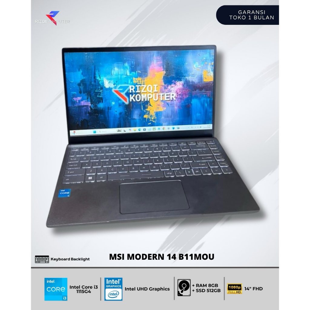 MSI Modern 14 B11MOU Intel Core i3-1115G4 RAM 8GB SSD 512GB bangh