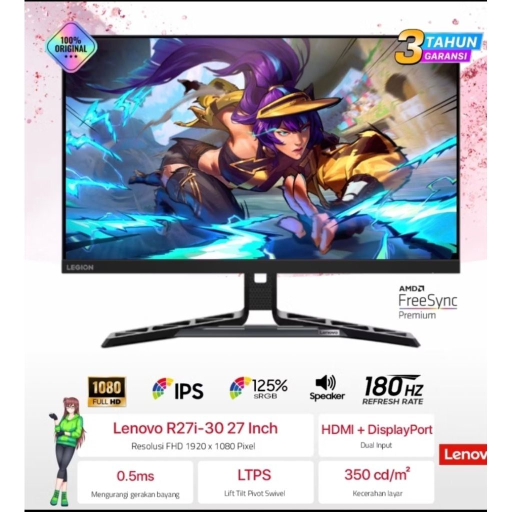 Lenovo Legion R27i-30 Monitor Gaming 27 Inch IPS 165Hz