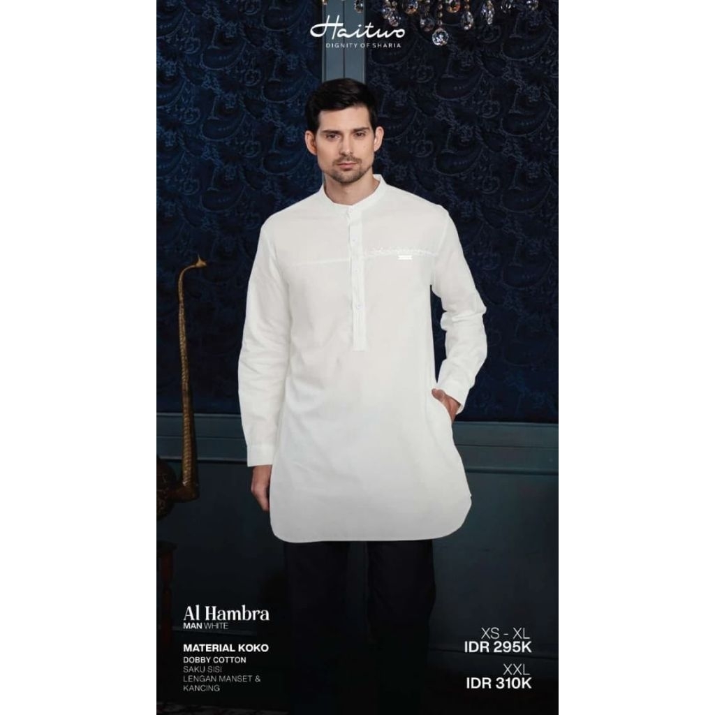 AL HAMBRA WHITE // KOKO GAMIS DEWASA//KOKO GAMIS ANAK// SARIMBIT HAITWO