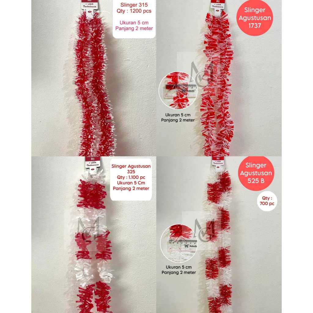 Slinger merah putih / rumbai dirgahayu / rumbai kemerdekaan / rumbai agustusan / slinger agustusan