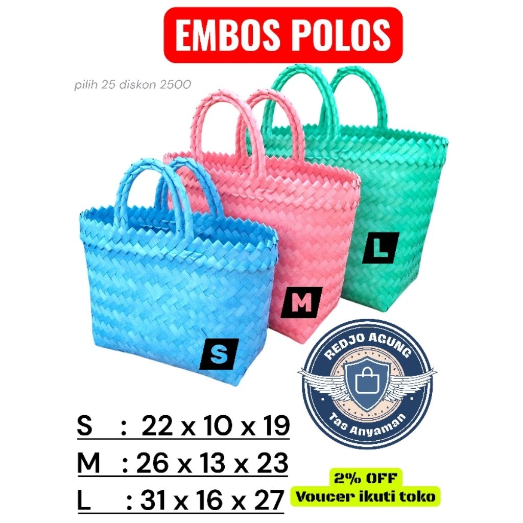 Tas Anyaman Plastik Embos Polos tas anyaman hampers murah tas wanita tas jinjing tas berkatan