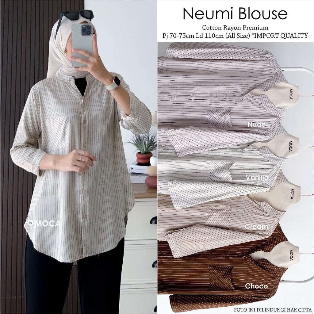 Neumi Blouse Atasan Jumbo Allsize Busui Premium Catton Rayon Original Moca Berlabel