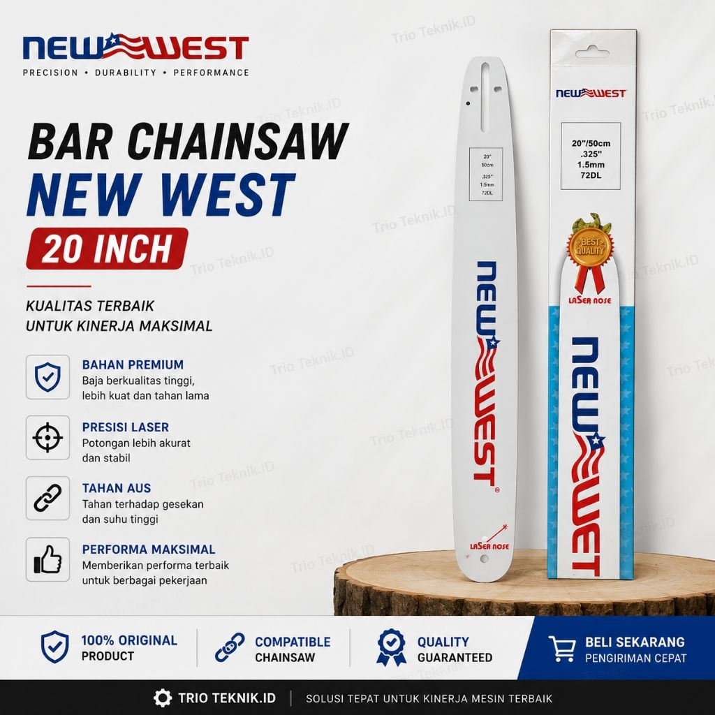 bar mesin senso/chiansiaw bar 20inch laser new west original